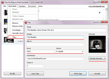Free YouTube to iPod Converter: configura i tag