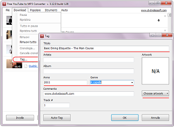 Free YouTube to MP3 Converter: configura i tag