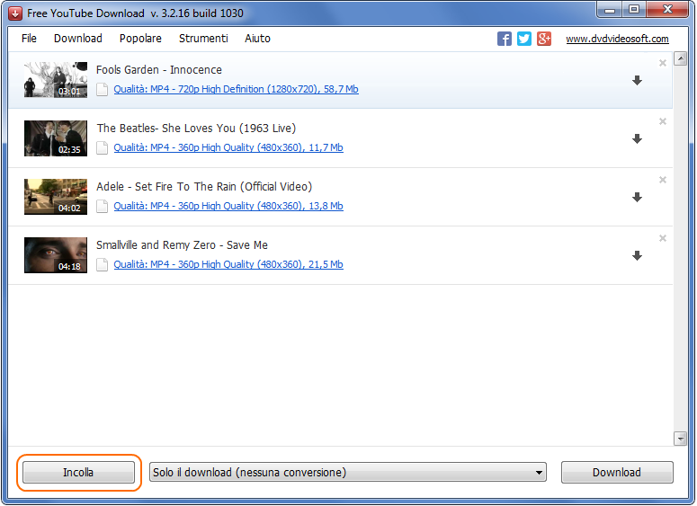 Free YouTube Download: avvia il programma