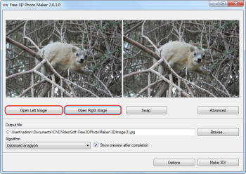Free 3D Photo Maker: seleccionar um arquivo de entrada