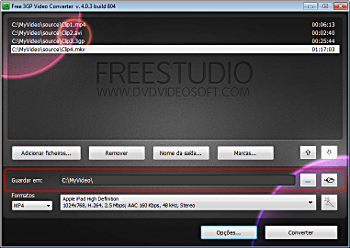 Free 3GP Video Converter: seleccionar a ubicação do arquivo de saída