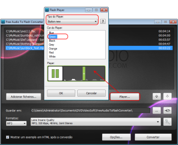 Free Audio to Flash Converter: seleccionar um leitor