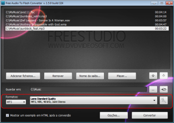 Free Audio to Flash Converter: seleccionar o perfil de qualidade do arquivo de saída