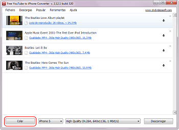 Free YouTube to iPhone Converter: acrescentar enlaces de vídeo de YouTube