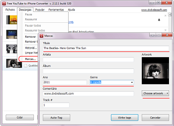 Free YouTube to iPhone Converter: configurar etiquetas MP3