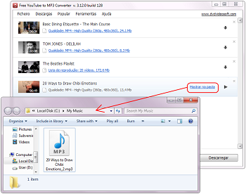 Free YouTube to MP3 Converter: encontrar o áudio de saída