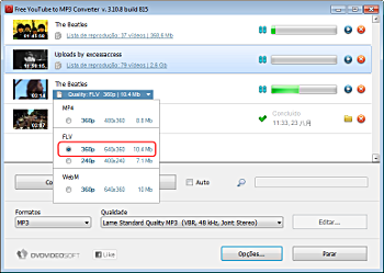 Free YouTube to MP3 Converter: configurar opções