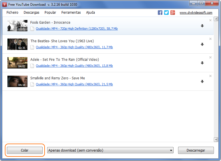 Free YouTube Download: iniciar o programa