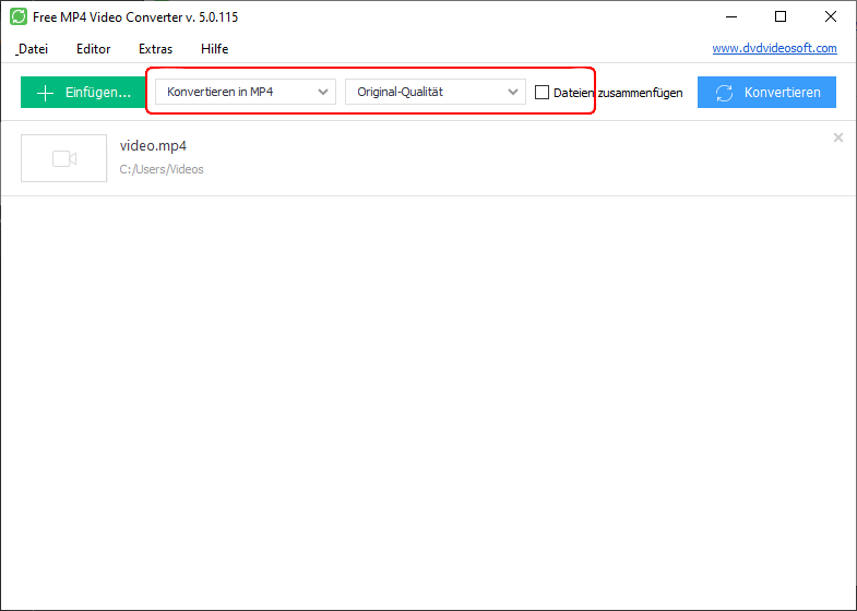 Free MP4 Video Converter: Eingabedateien auswählen