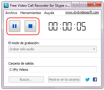 Free Video Call Recorder for Skype: parar la grabación