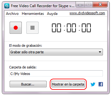 Free Video Call Recorder for Skype: encontrar el archivo de salida