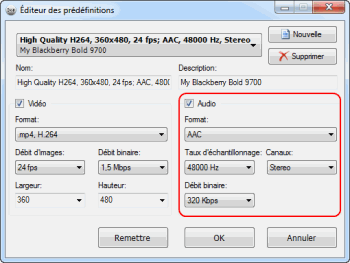 Preset Editor: définissez la configuration d'audio