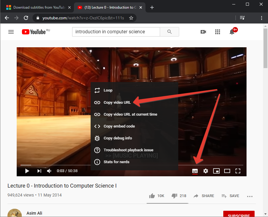 Youtube video download with subtitles