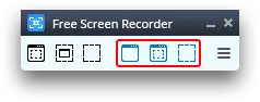 Free Screen Video Recorder: seleccionar una opción para grabar vídeo