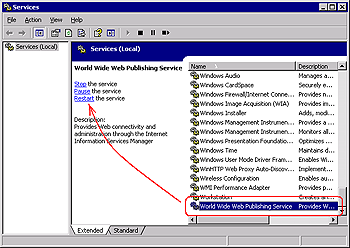Restart World Wide Web Publishing Service