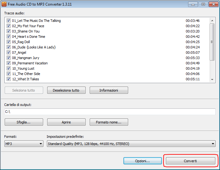 Free Audio CD To MP3 Converter: Converti CD Audio 