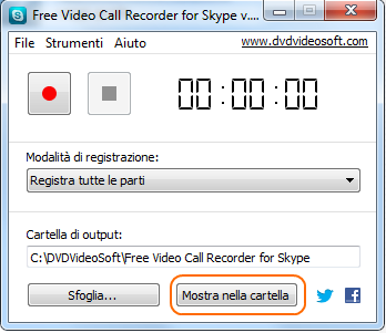 Free Video Call Recorder for Skype: trova i file di output