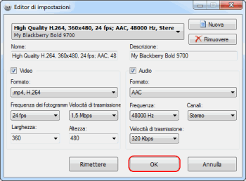 Preset Editor: salva la tua impostazione