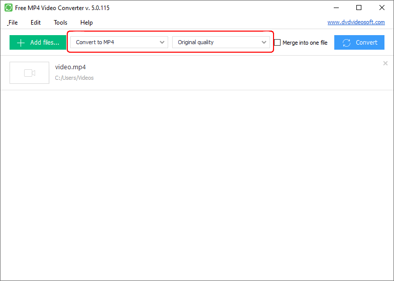 Free MP4 Video Converter: select input files Free MP4 Video Converter: select input files