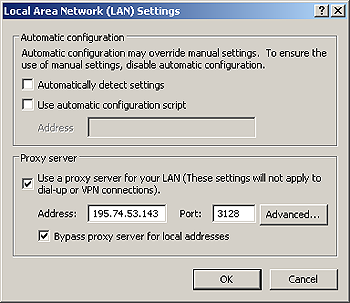 Configurações de Proxy